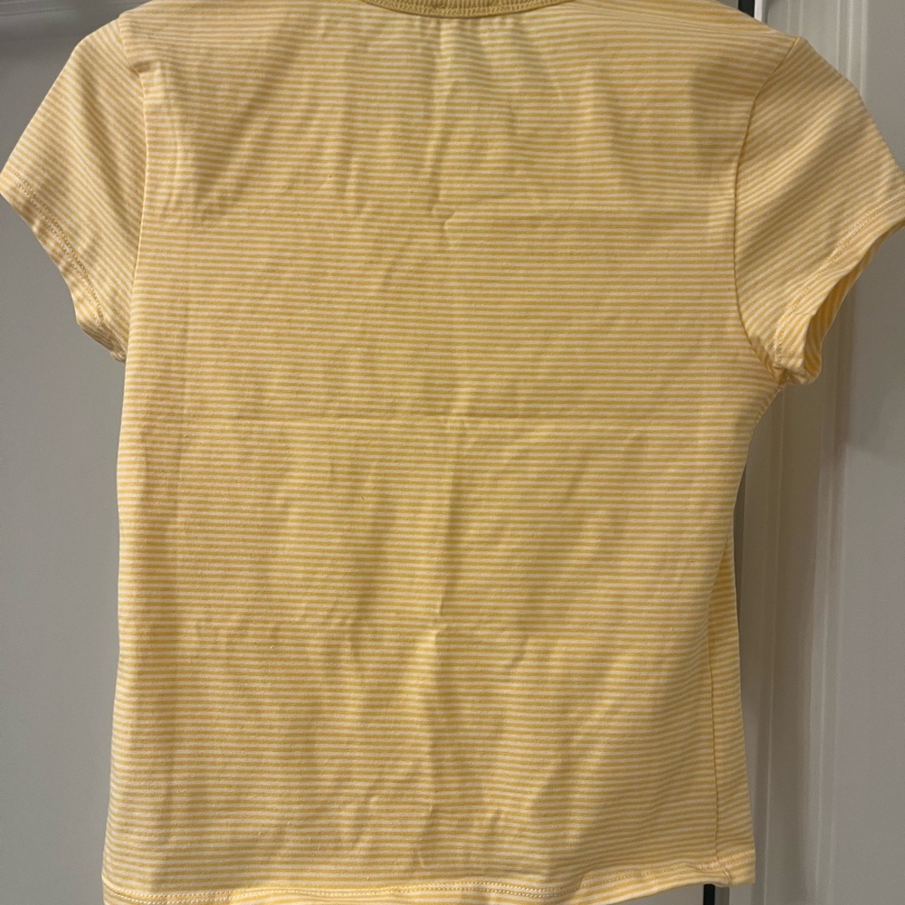 Free People Yellow and White Striped Short Sleeve Tee - Picture 3 of 3